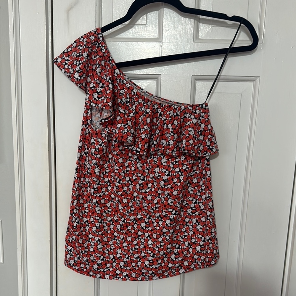 L.O.G.G by H&M One shoulder floral blouse size XS